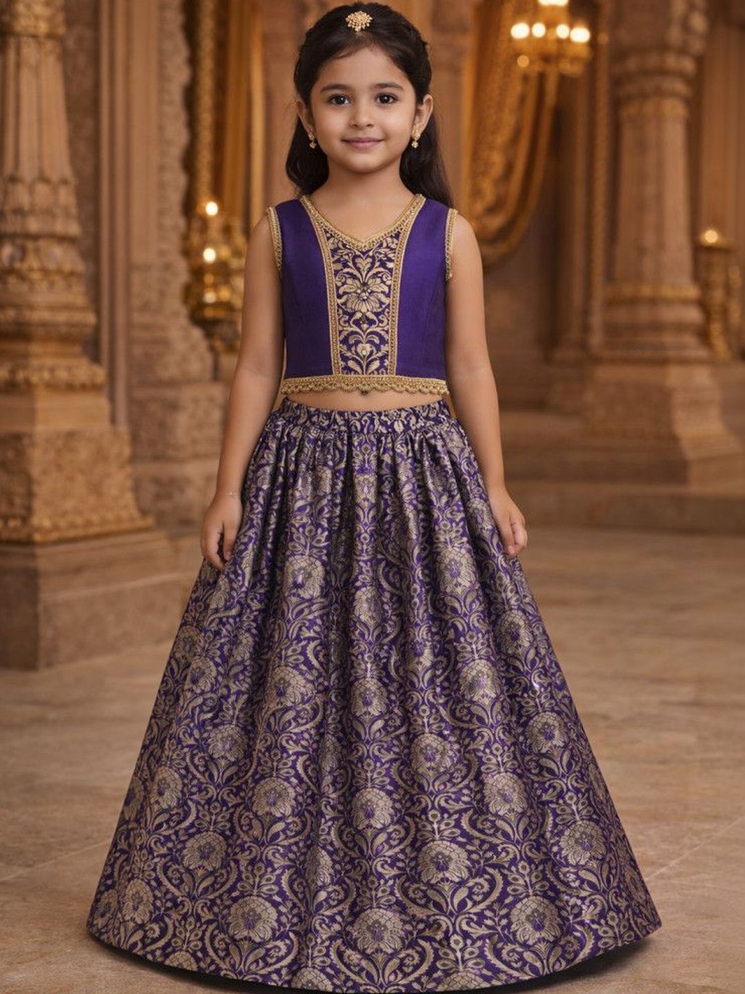 Xepon Girls Embellished Ready to Wear Lehenga &