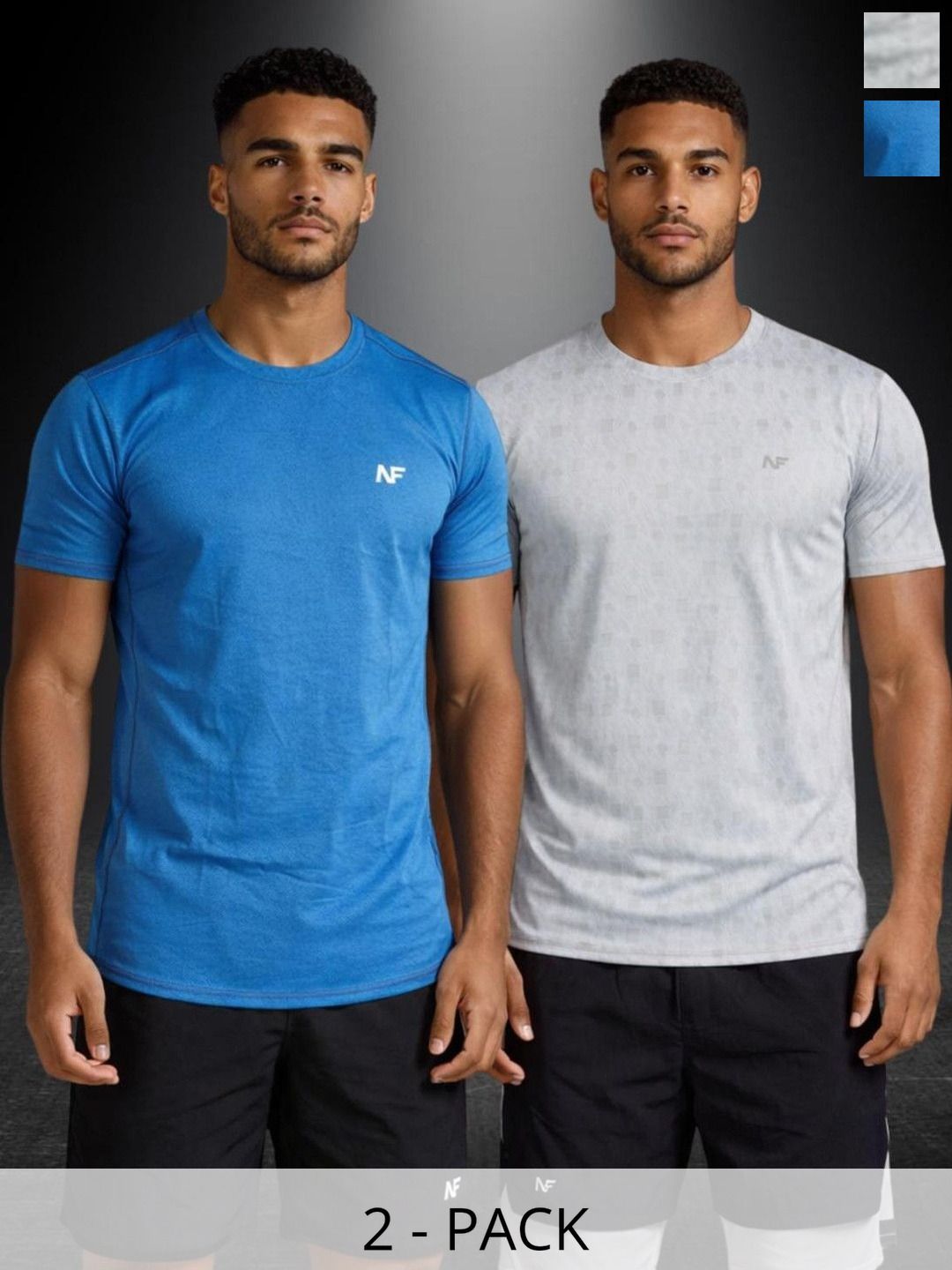 Naofit Men Anti Odour UPF50 Pack of 2 Sports or Gym Slim Fit Tshirts