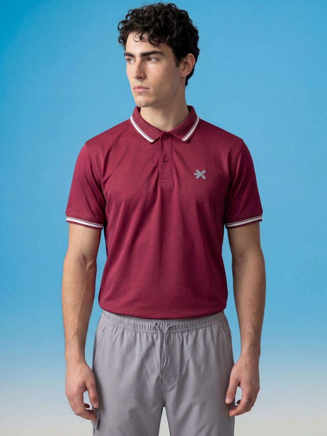 HRX by Hrithik Roshan Men Brand Logo Polo Collar Slim Fit T-shirt