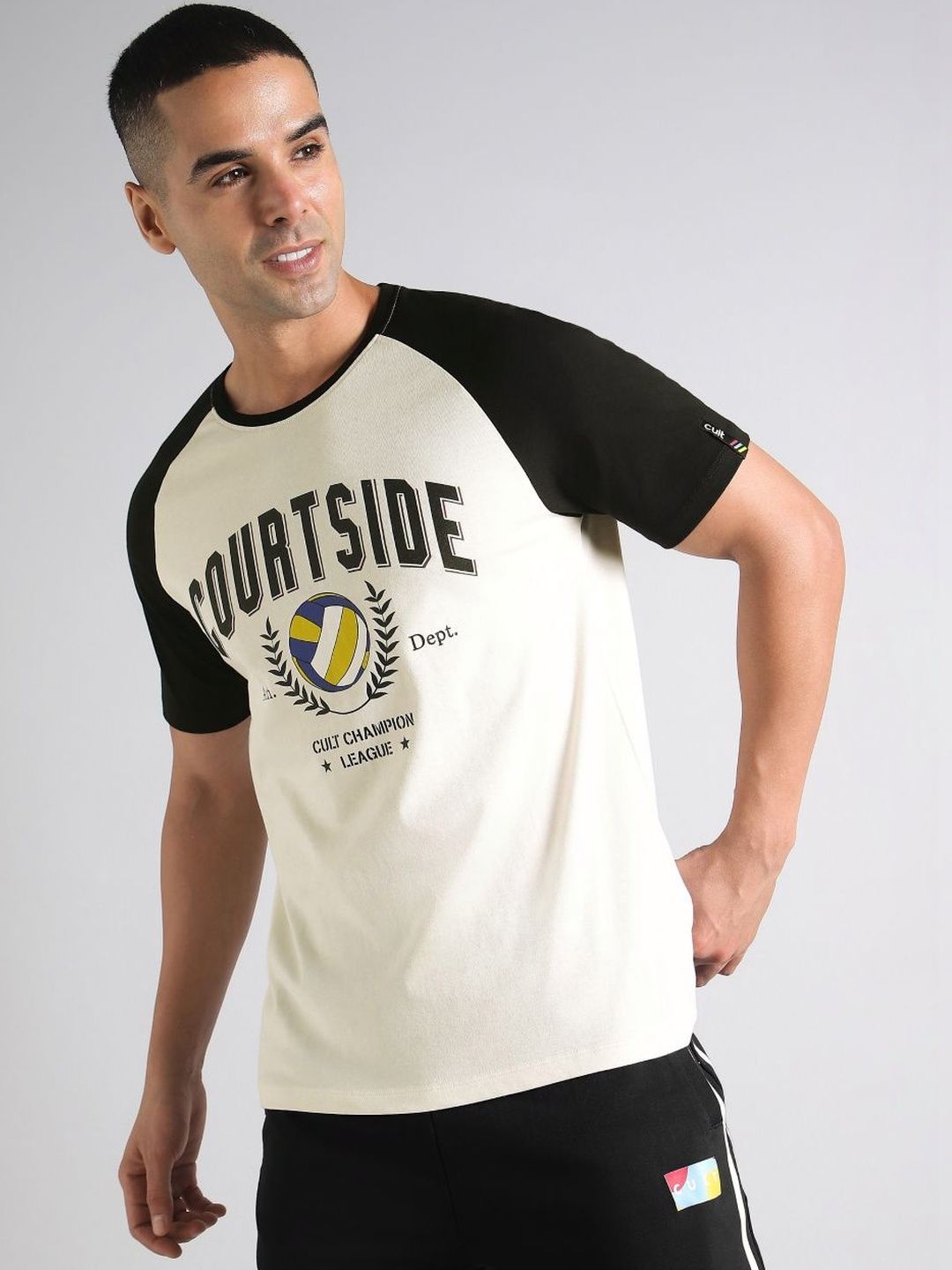 CULT Men Off White Courtside Sporty Colorblock T-shirt