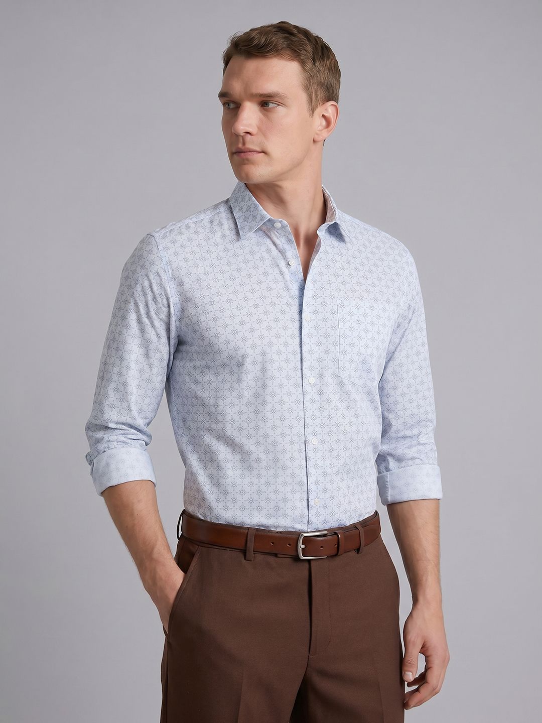 Blackberrys Geometric Printed Pure Cotton Formal Shirt