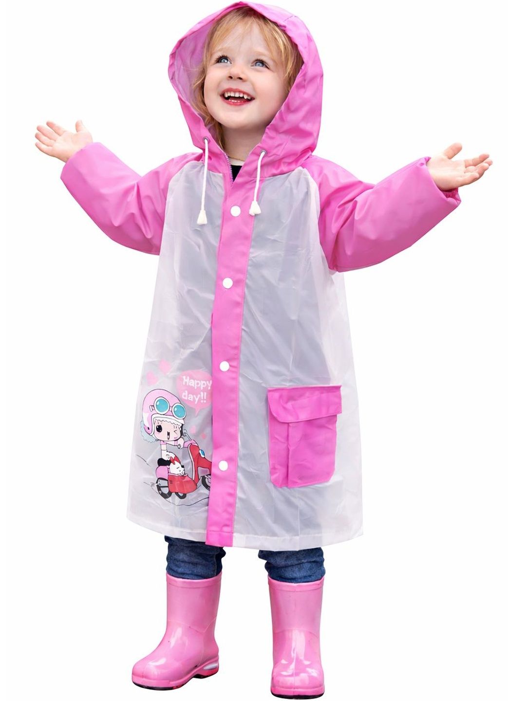 Bold N Elegant Kids Printed Hooded Rain Jacket