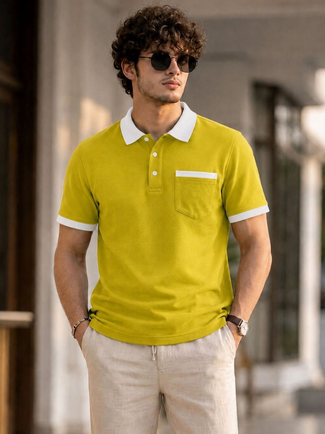 SCUBA Men Polo Collar Pockets T-shirt