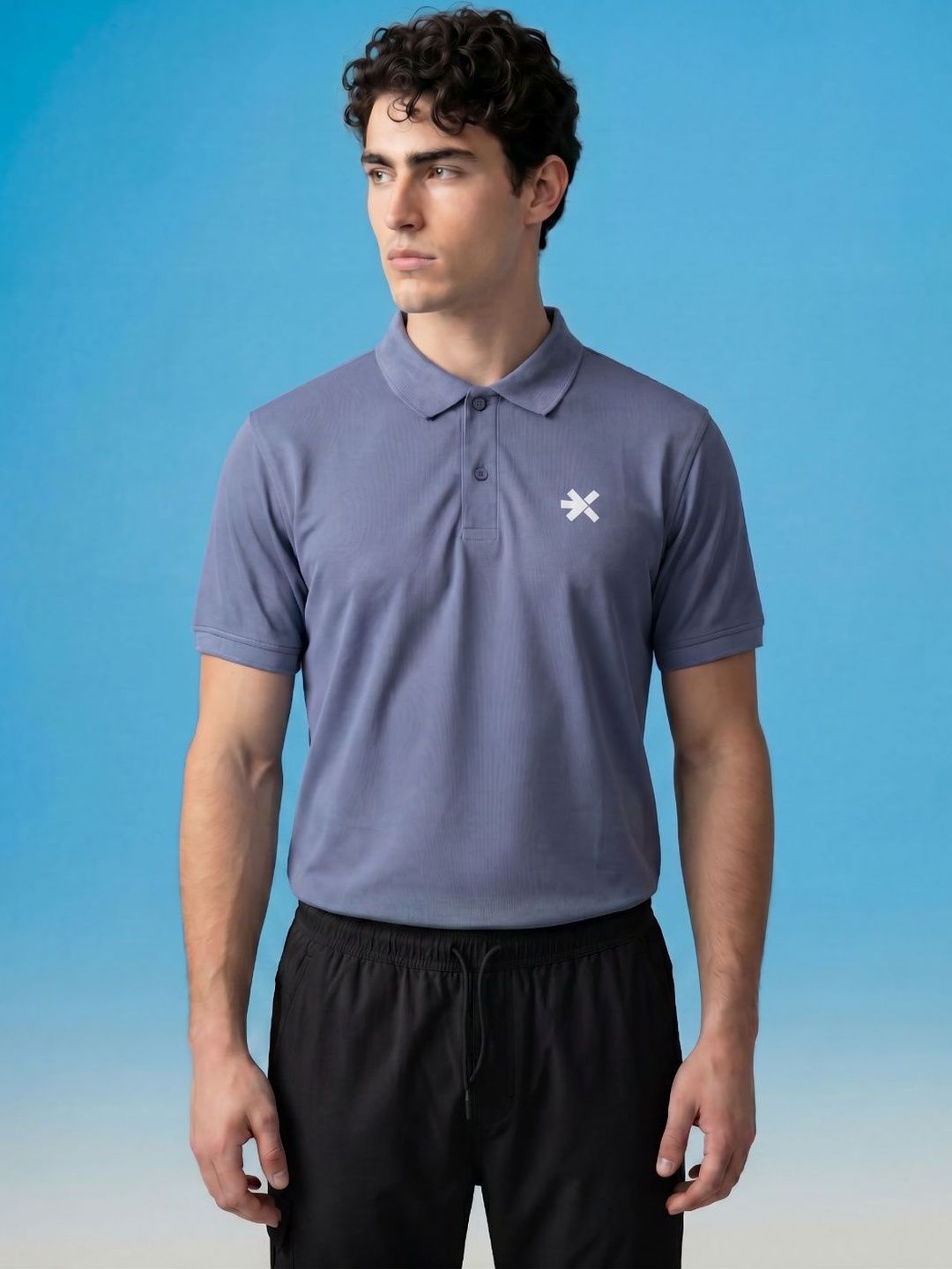 HRX by Hrithik Roshan HRX by Hrithik Roshan Men Brand Logo Printed Polo Collar Slim Fit T-shirt