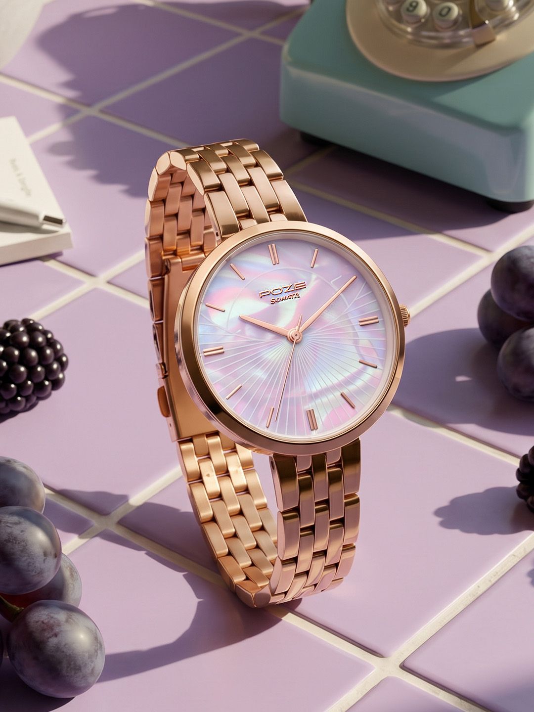Sonata Women Poze 9 Quartz Analog Orchid Tint Dial Watch - SP80188WM01W