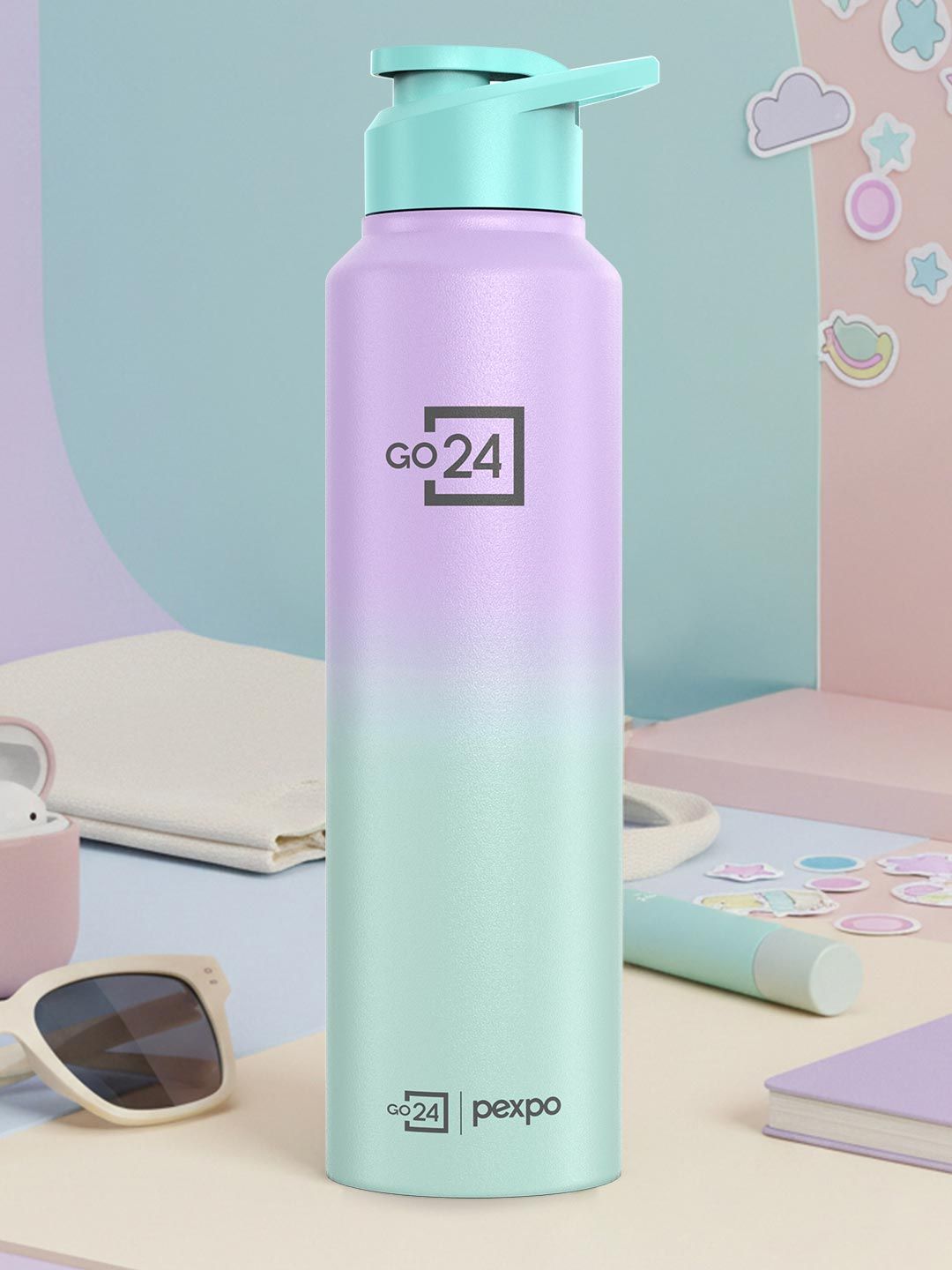 Go24 Craft Stainless Steel Single Wall Fridge Water Bottle with Sipper-950ml