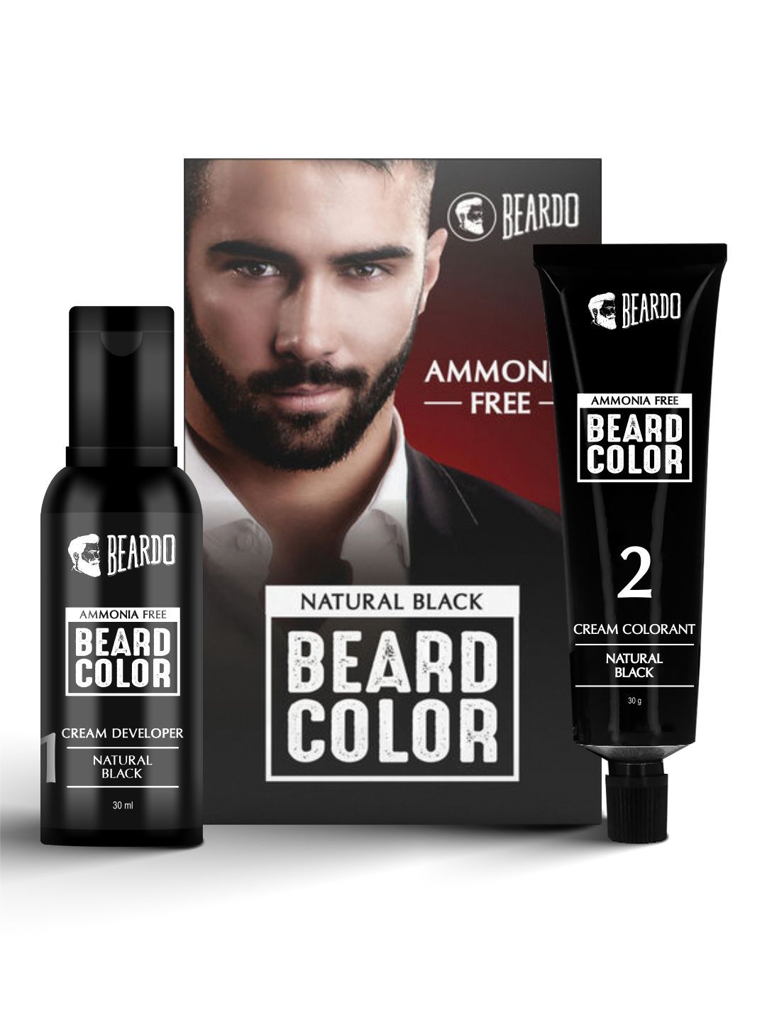 BEARDO Men Ammonia Free Natural Black Beard Colour - 30ML+30GM