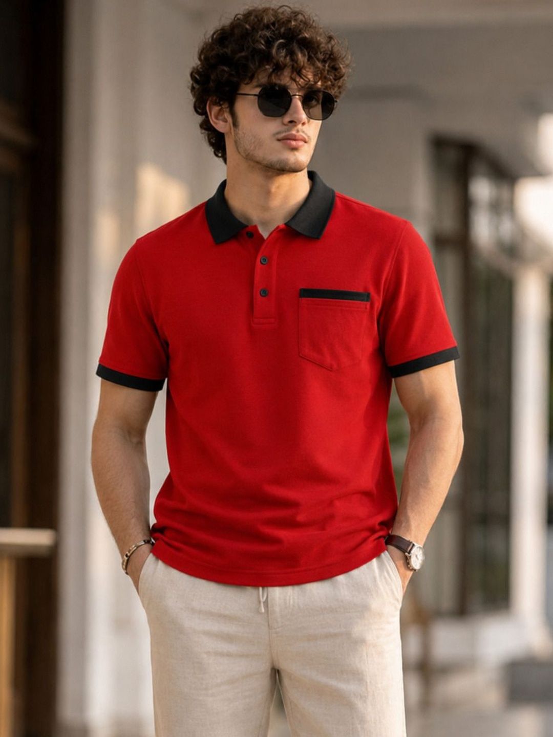 SCUBA Men Polo Collar Pockets T-shirt