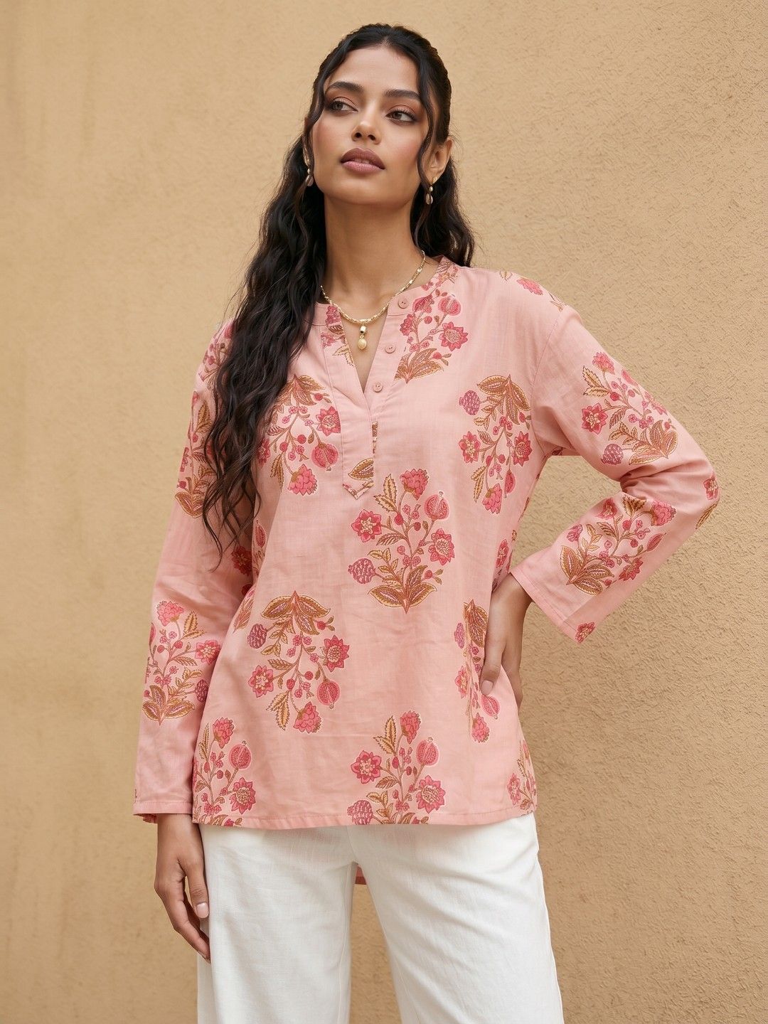 fusion by glitchez Floral Printed Pure Cotton Kurti