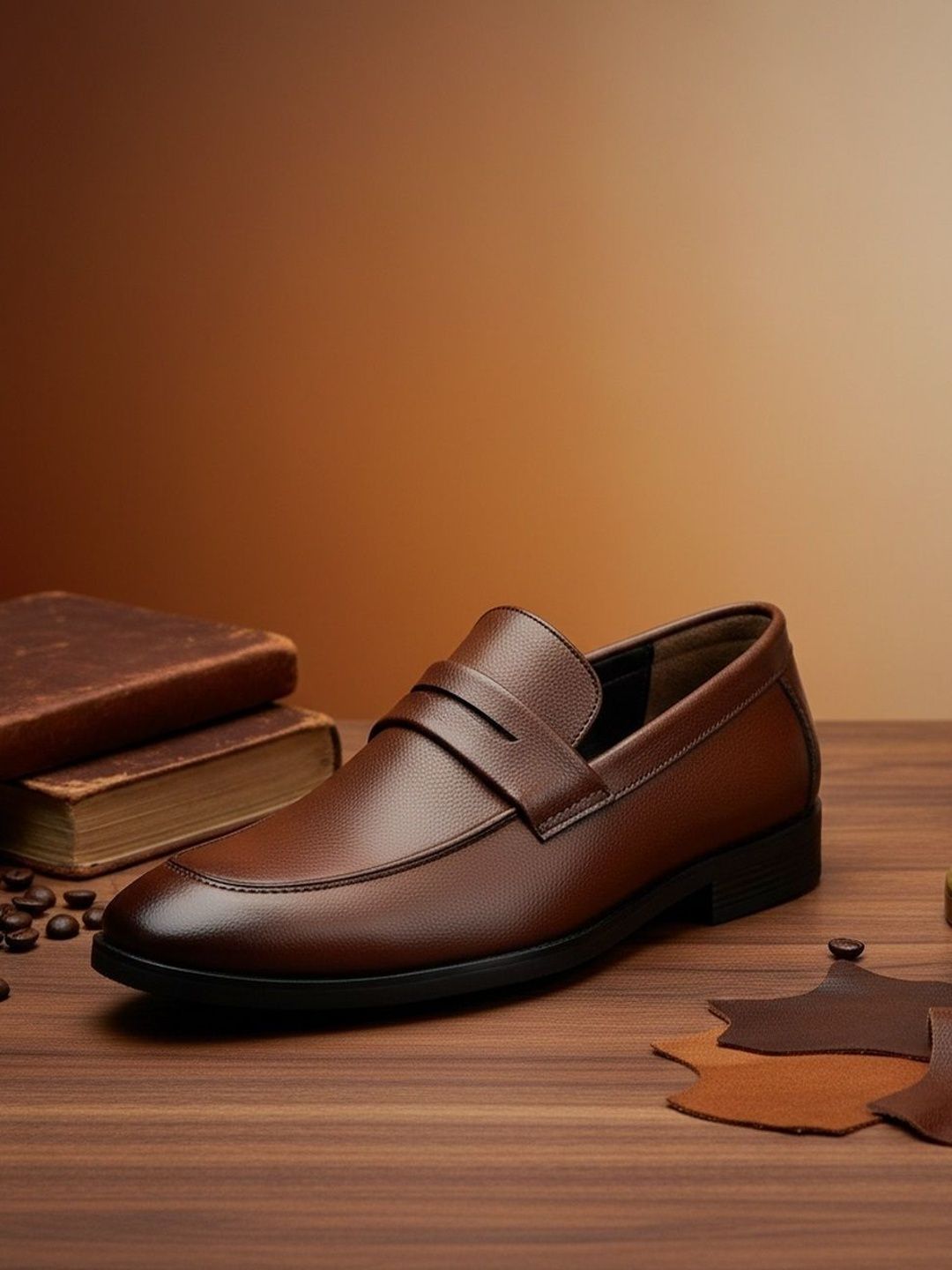 House of Pataudi Men Round Toe Slip-On Formal Shoes