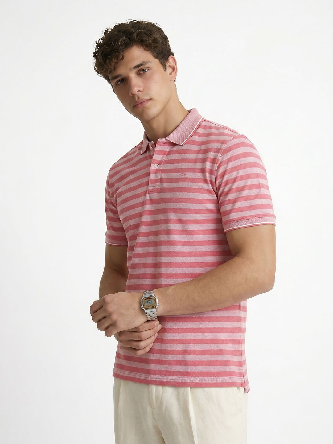 Peter England Striped Polo Collar T-shirt