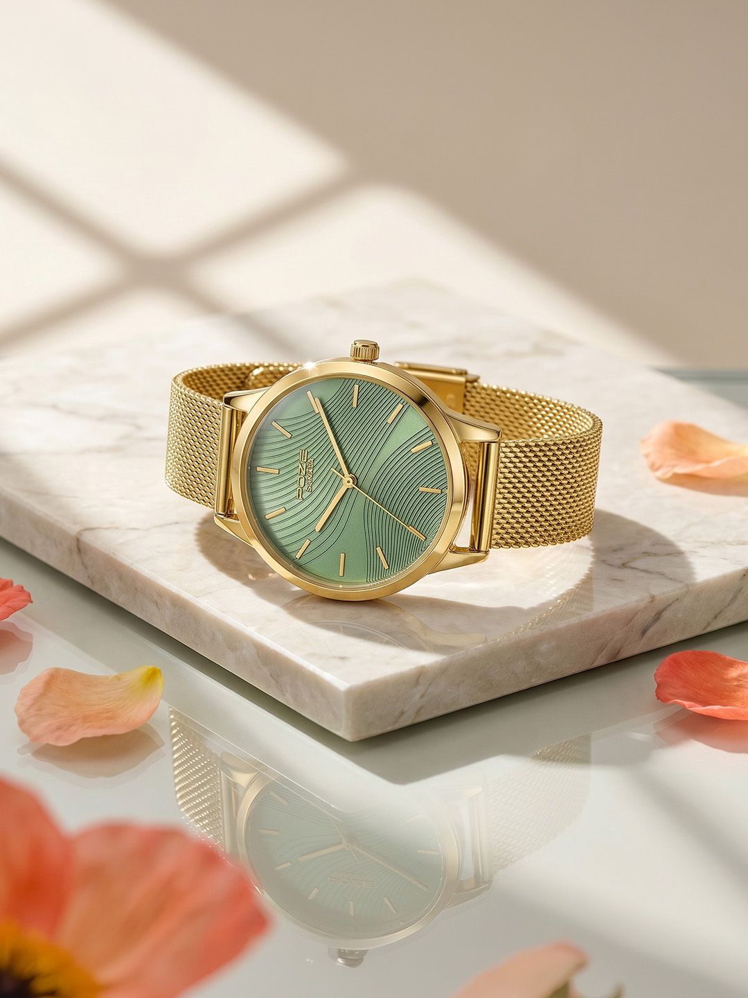 Sonata Women Poze 9 Quartz Analog Lt. Green Dial Watch - SP80190YM01W
