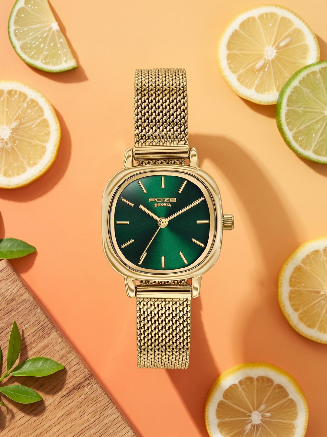 Sonata Women Poze 9 Quartz Analog Green Dial Watch - SP80024YM02W