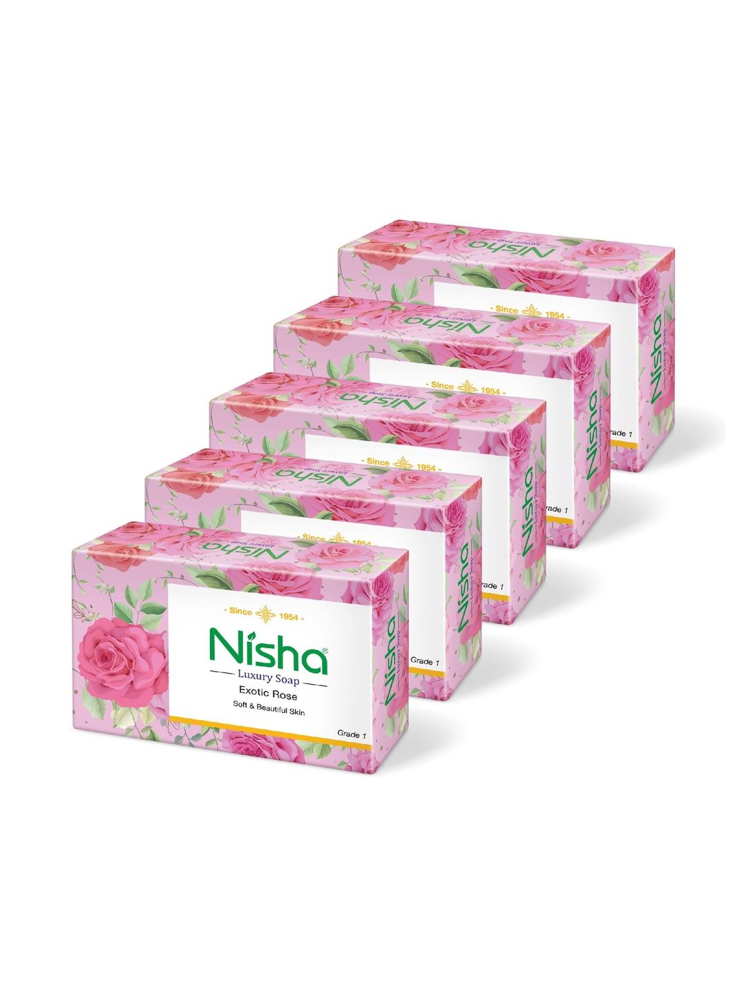 Nisha Set Of 5 Luxury Soap Bar With Exotic Rose - 100 g Each