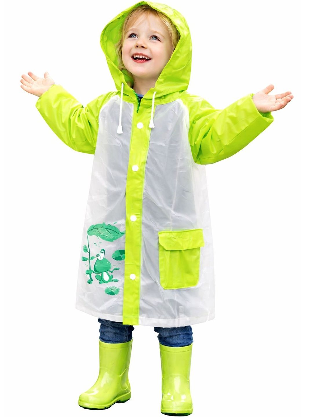 Bold N Elegant Kids Printed Hooded Rain Jacket