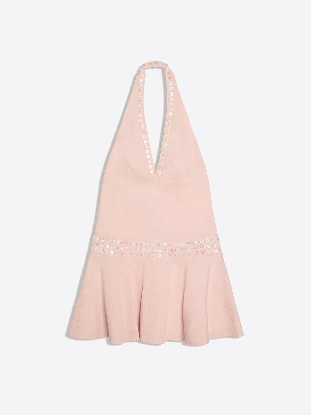 Halter Neck A-Line Cotton Mini Dress