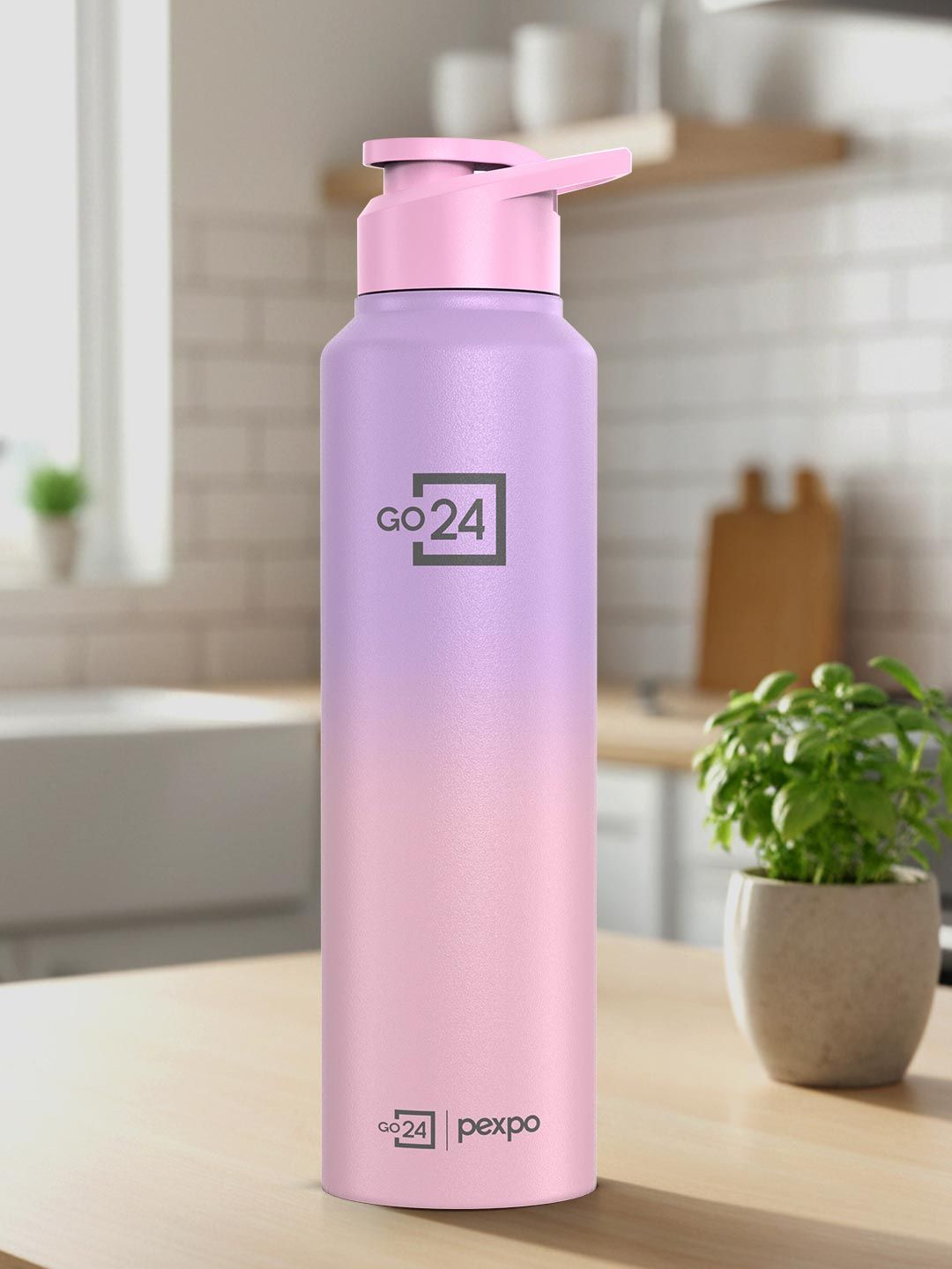 Go24 Craft Stainless Steel Single Wall Fridge Water Bottle & Sipper Cap Pink 950ml