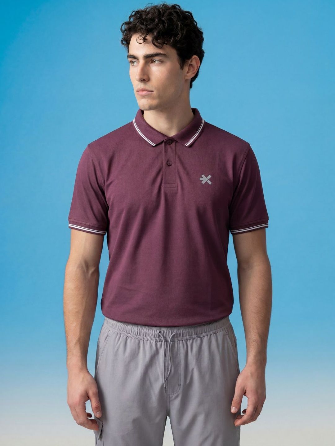 HRX by Hrithik Roshan Men Brand Logo Polo Collar Slim Fit T-shirt