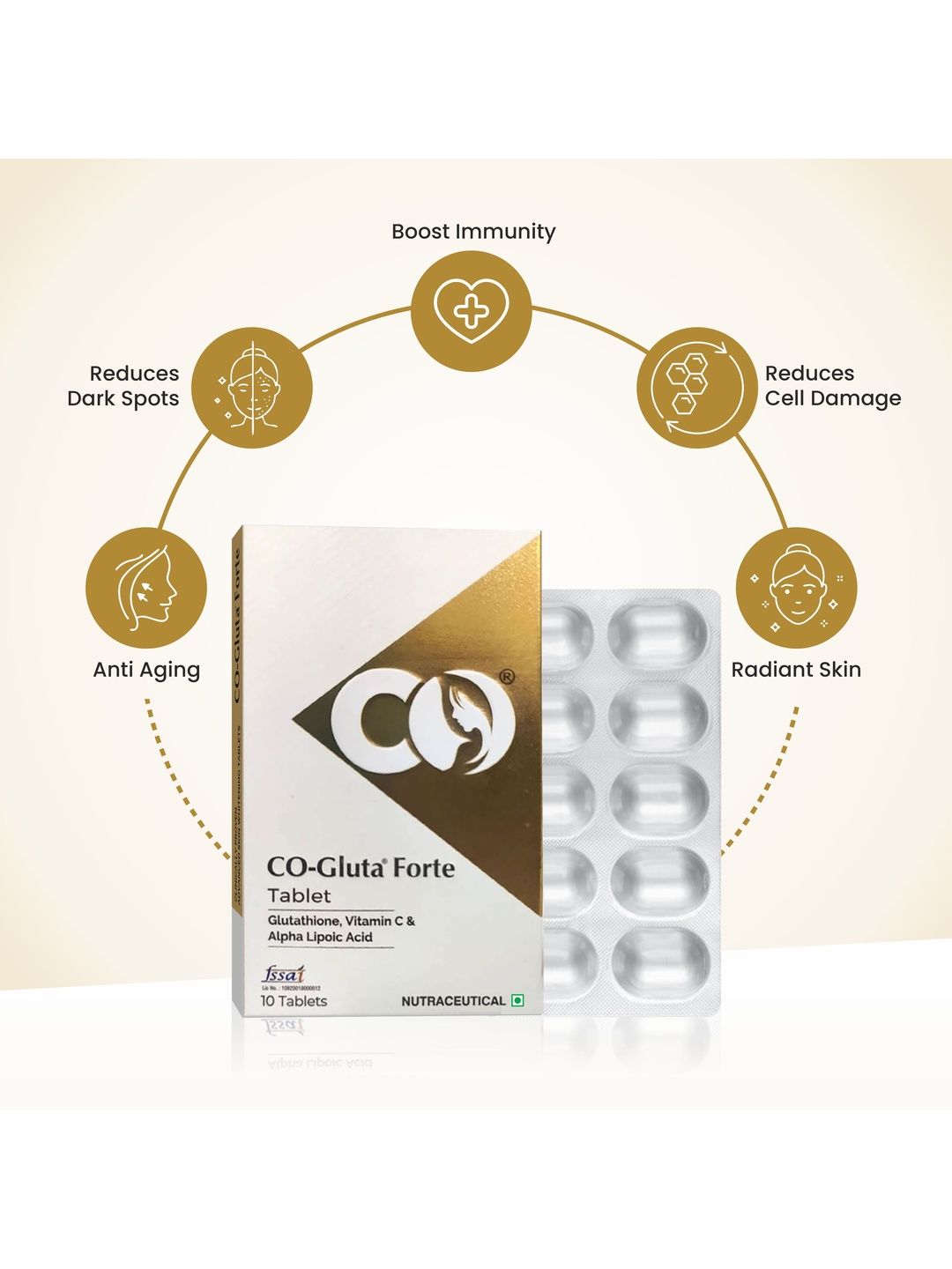 Buy CO LUXURY Glutathione Tablets - 10 Tablets - Skin Supplements for Unisex 42074975