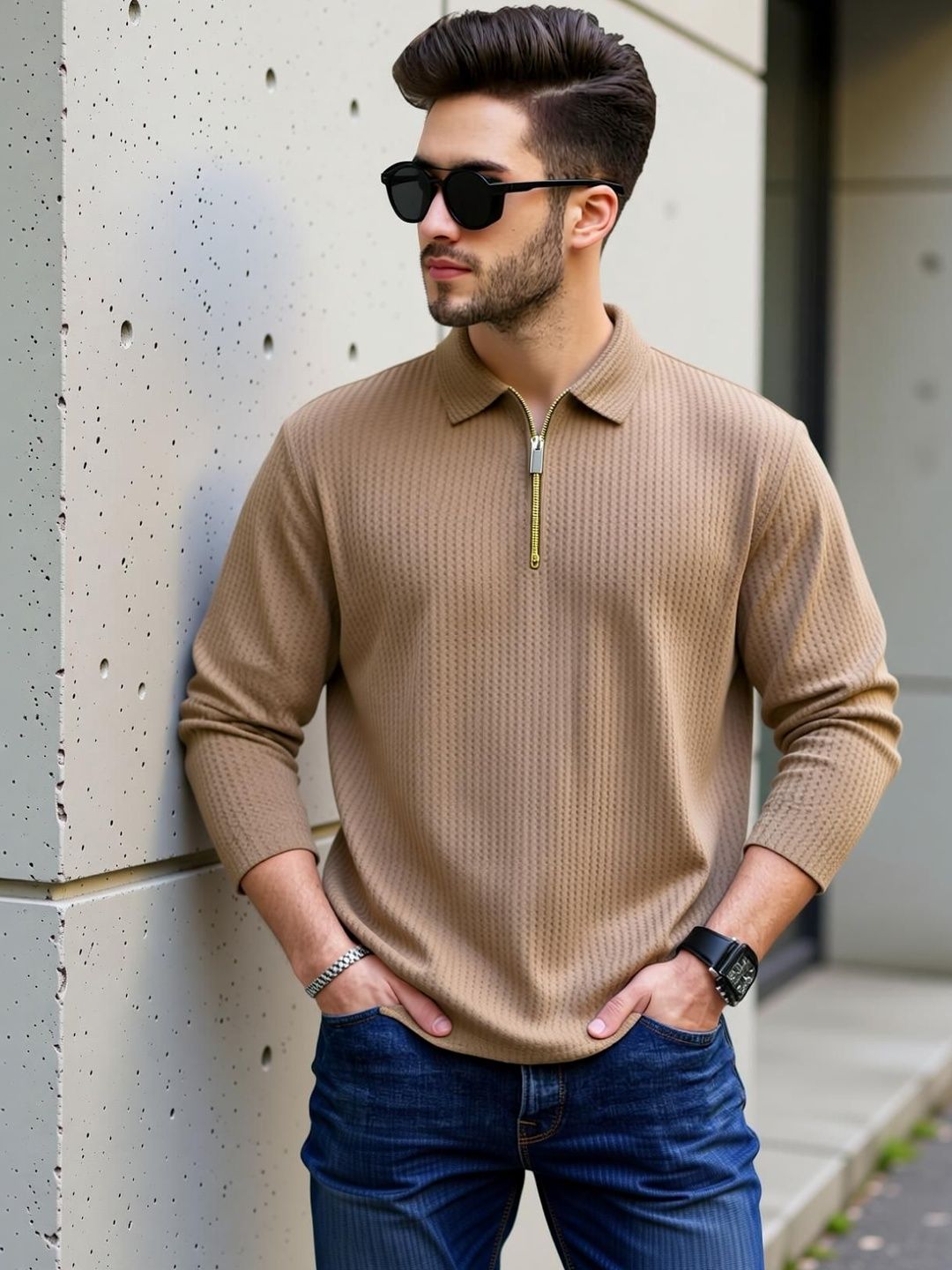 HOODLER Men Polo Collar T-shirt