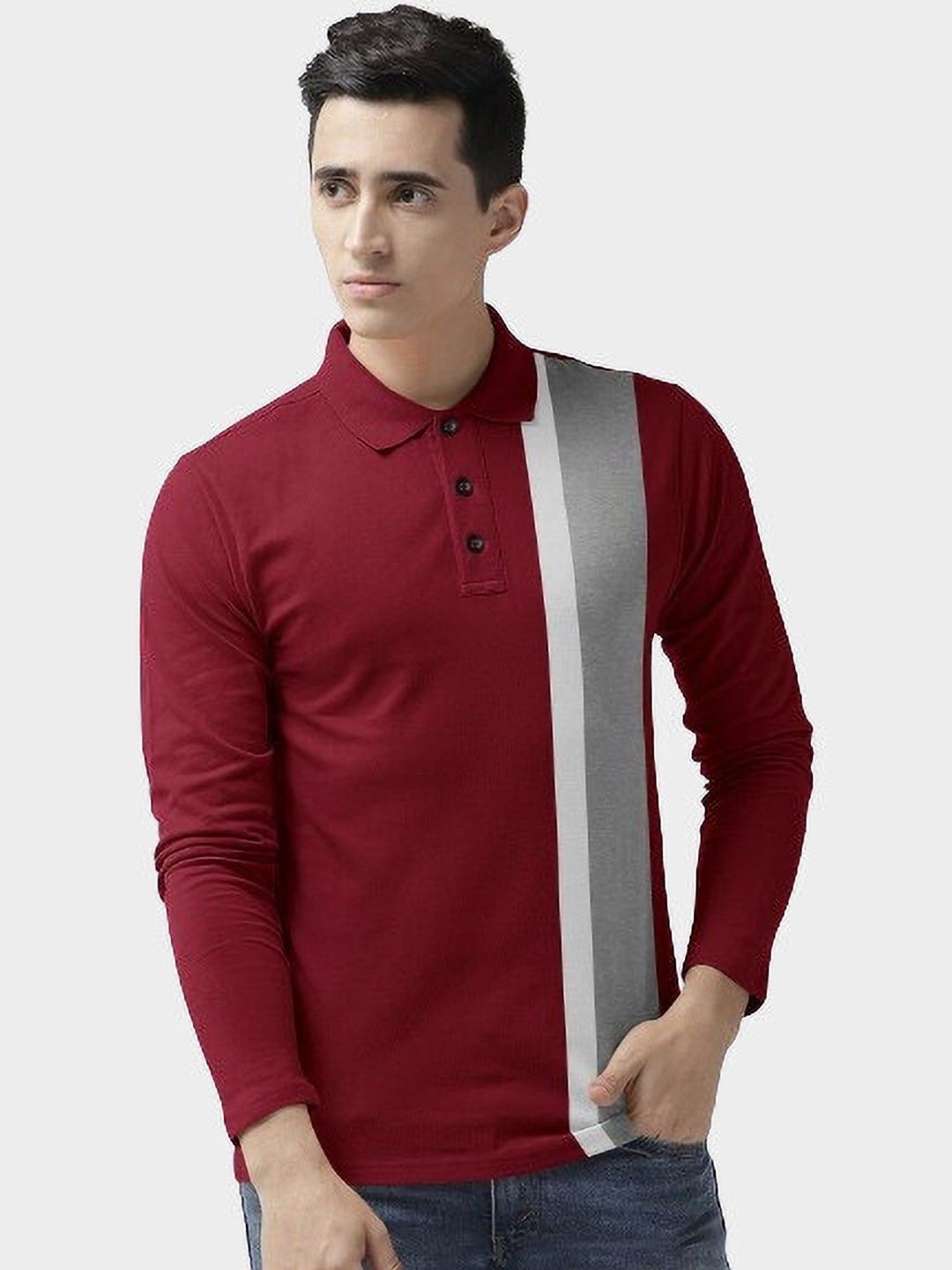 HOODLER Men Colourblocked Polo Collar T-shirt