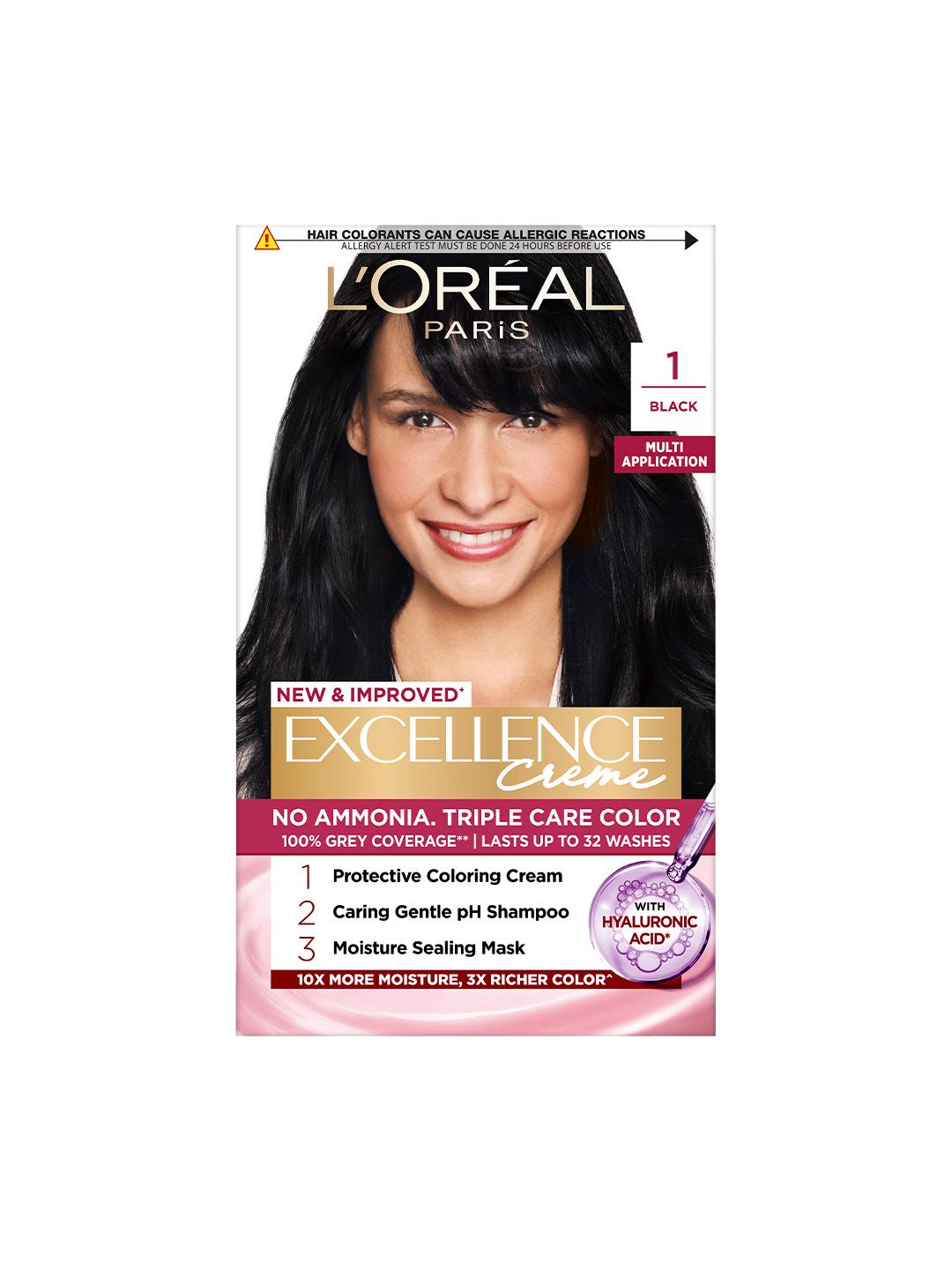 LOreal LOreal Paris New Excellence Creme Hair Color Shade 1 Black - 60g+60ml+12ml+40g