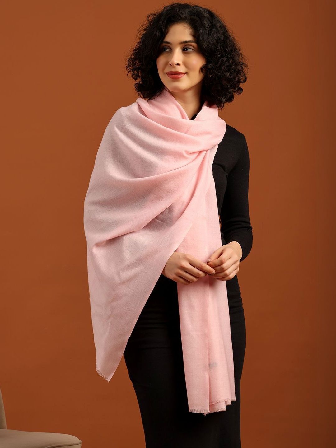 Tweedle Women Solid Stoles With Fringed
