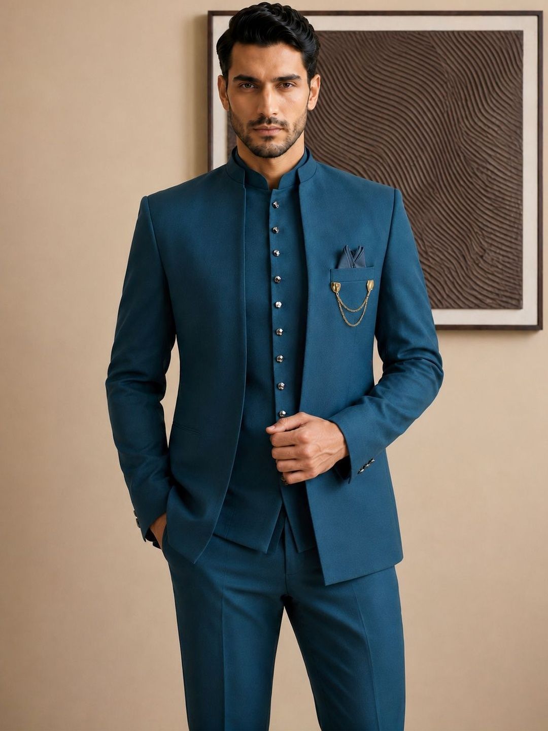 House of Pataudi Mandarin Collar Sherwani Set