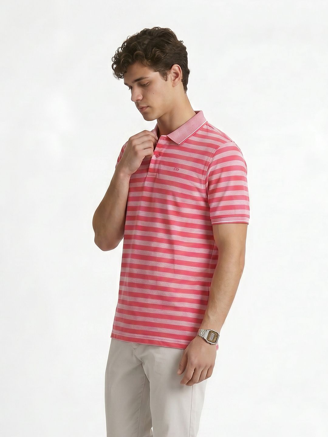 Peter England Striped Polo Collar T-shirt