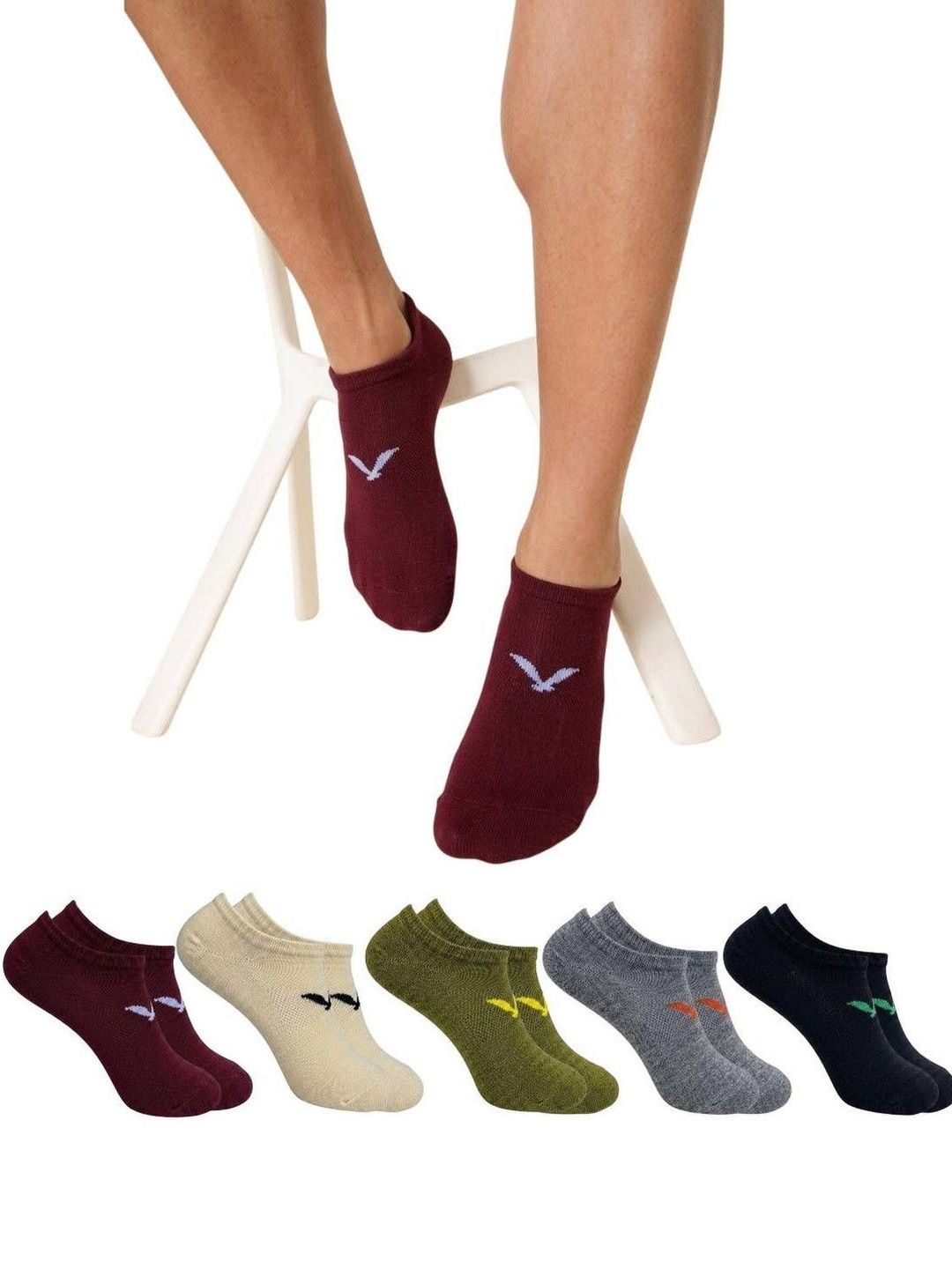 TREERANGA Men Pack of 5 Cotton Patterned Shoe Liners Socks