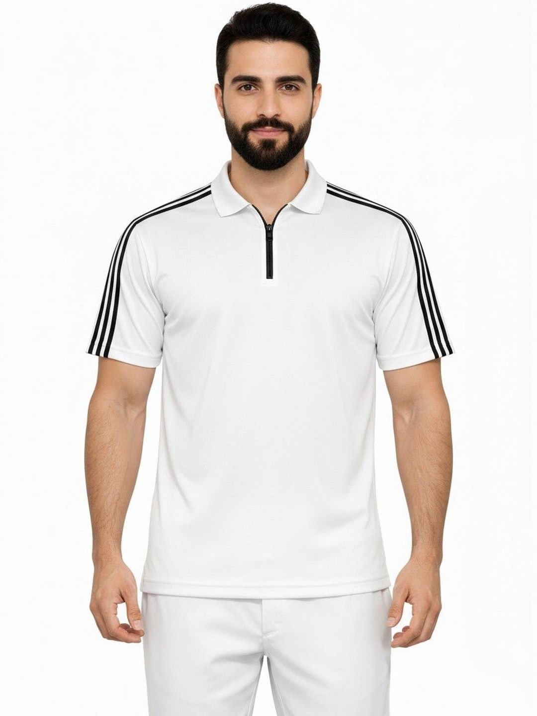 Moda Rapido Men Striped Polo Collar Dri-FIT Slim Fit T-shirt