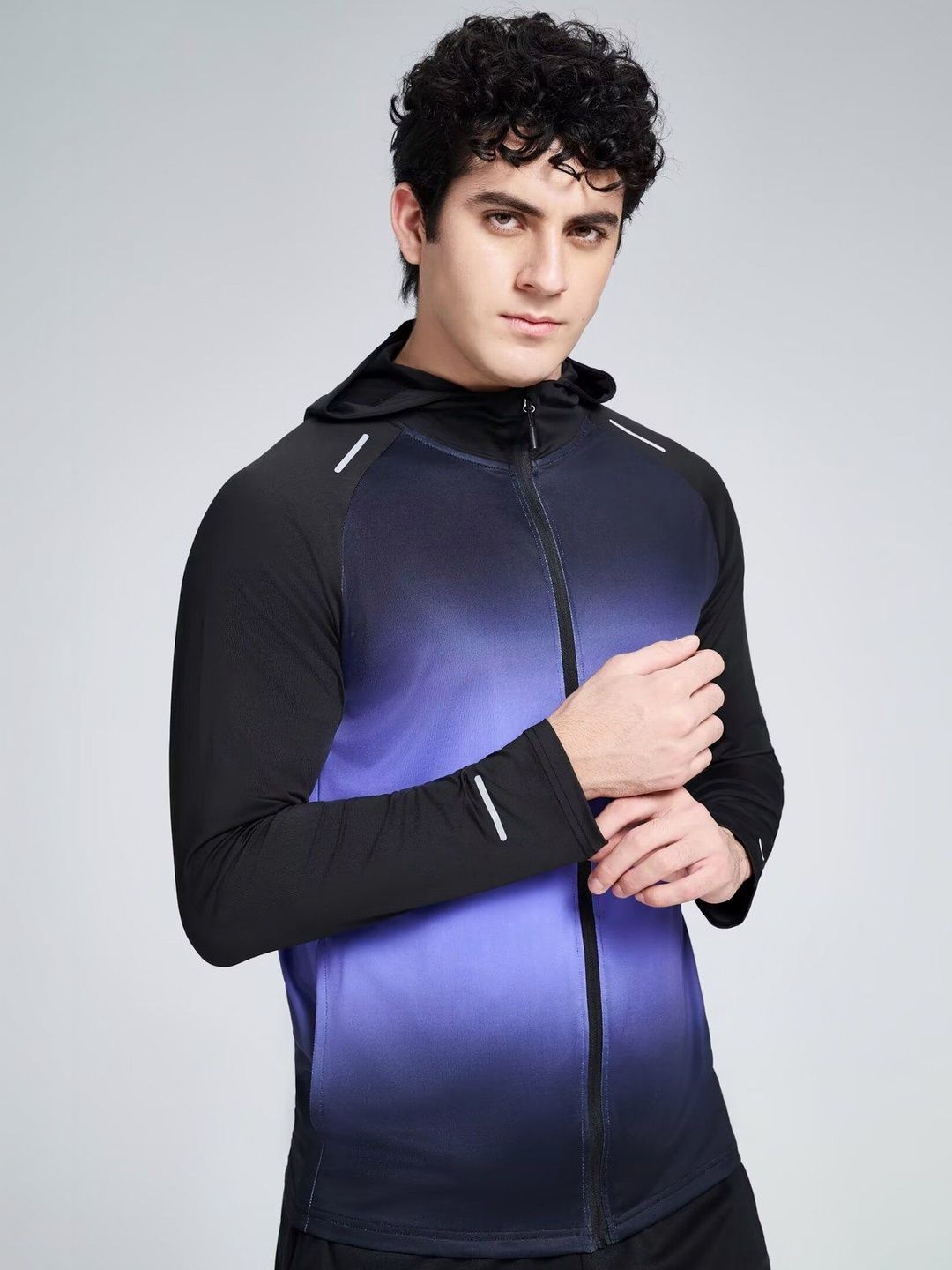 ENRIZZ Men Colourblocked Reflective Strip Running Sporty Jacket