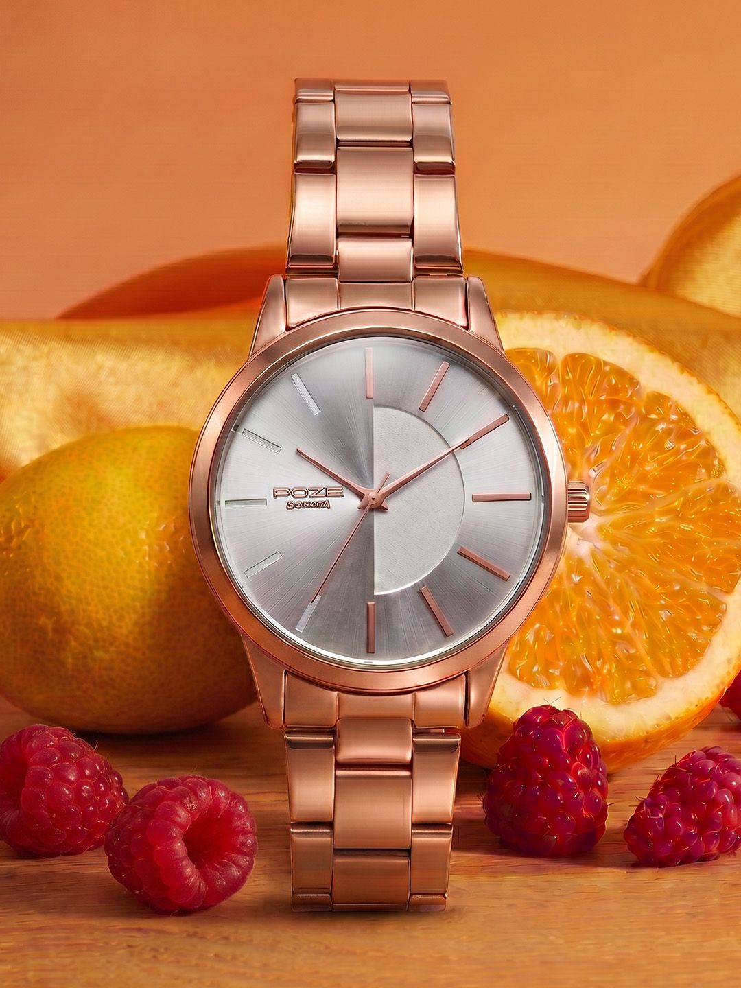 Sonata Women Poze 9 Quartz Analog Silver Dial Watch - SP80185WM01W