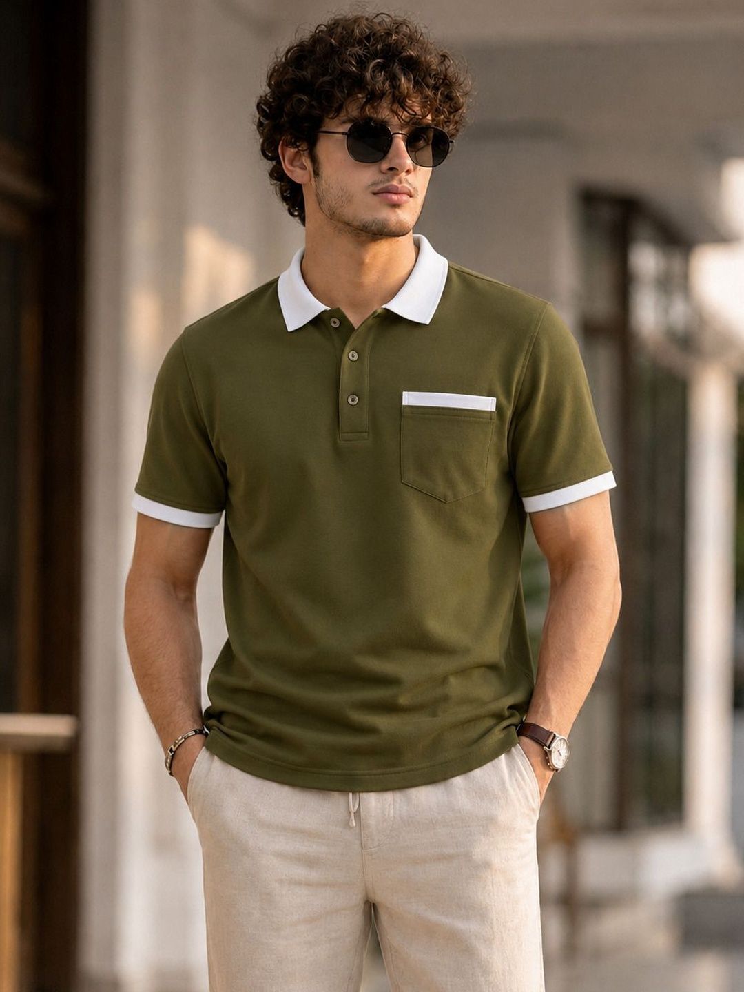 SCUBA Men Polo Collar Pockets T-shirt