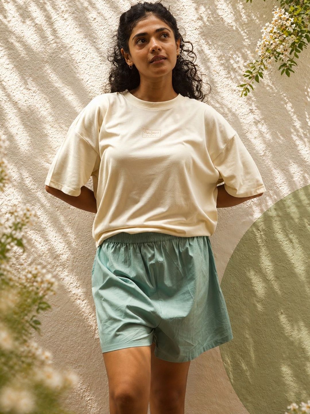 Pepe Jeans Secret Garden Women Solid High-Rise Lounge Shorts