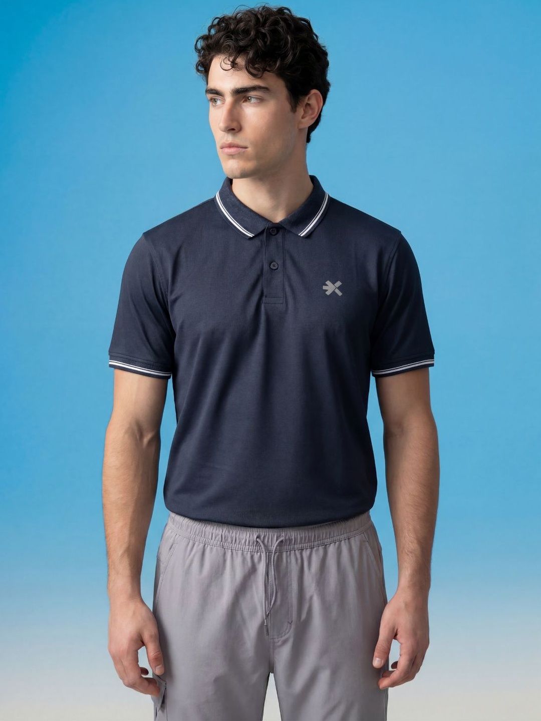 HRX by Hrithik Roshan Men Brand Logo Polo Collar Slim Fit T-shirt