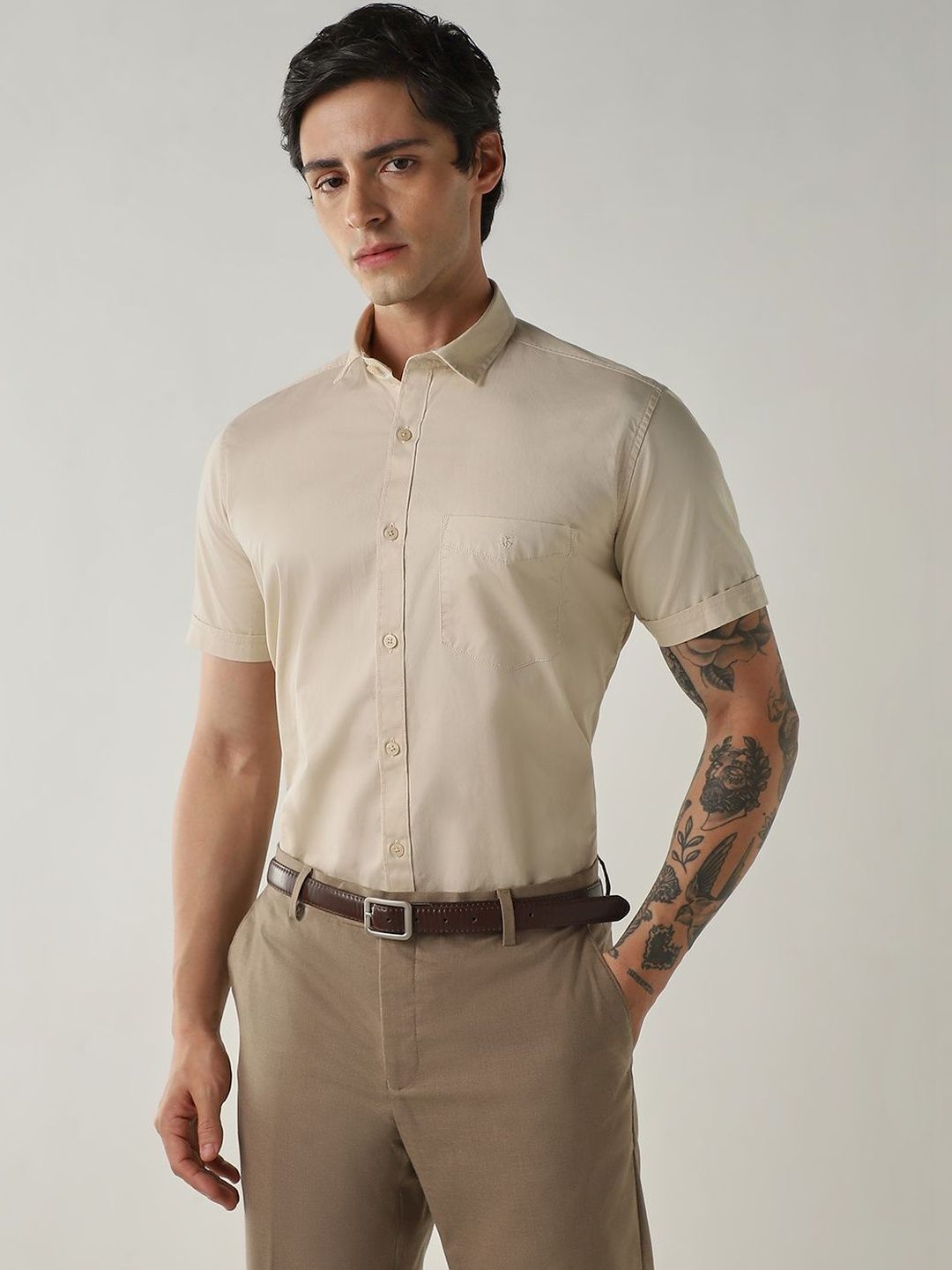 Reid & Taylor India Slim Spread Collar Cotton Slim Fit Shirt