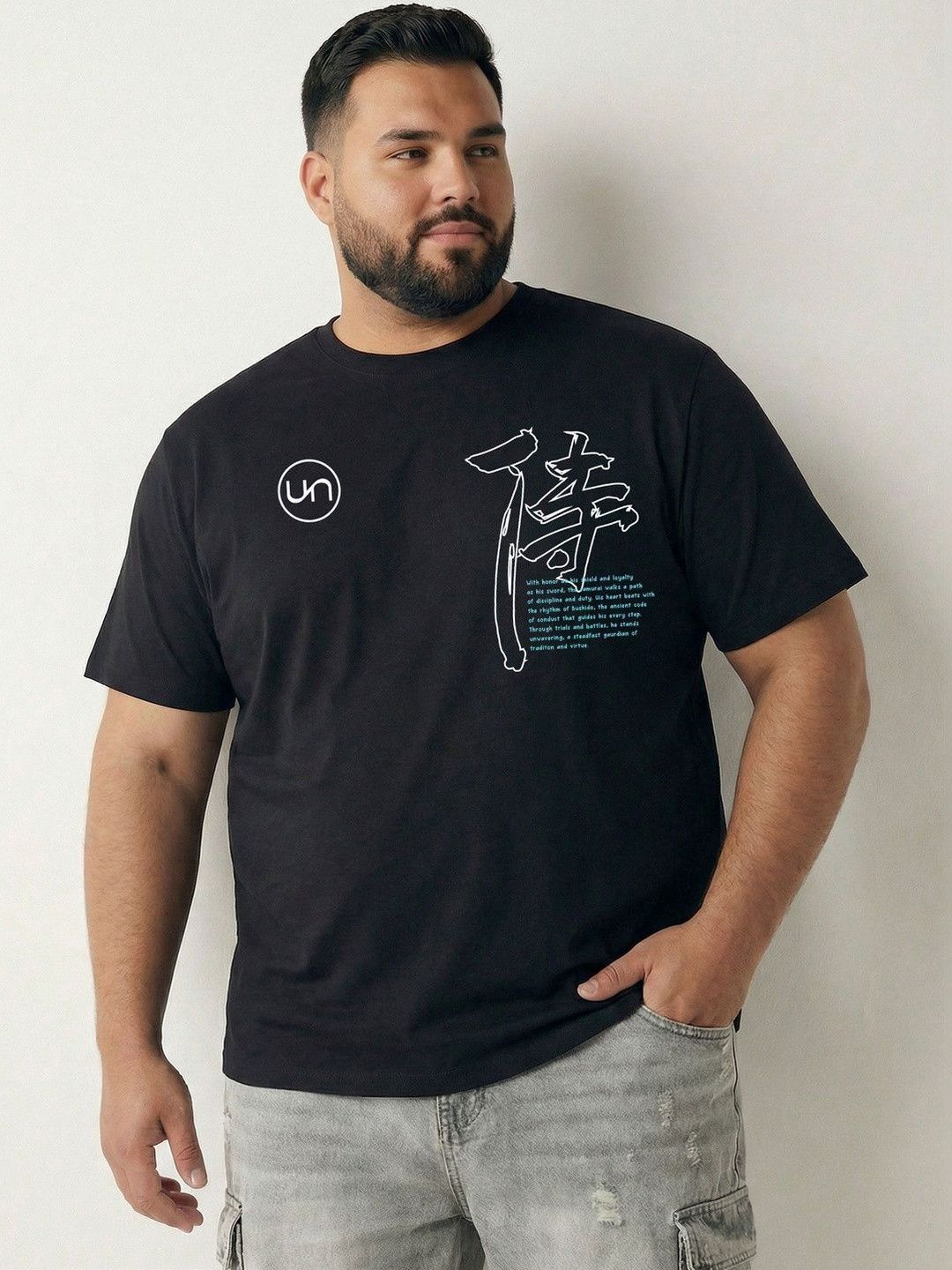 Toodle Plus Men Plus Size Pure Cotton Printed Regular Fit Casual T-Shirt