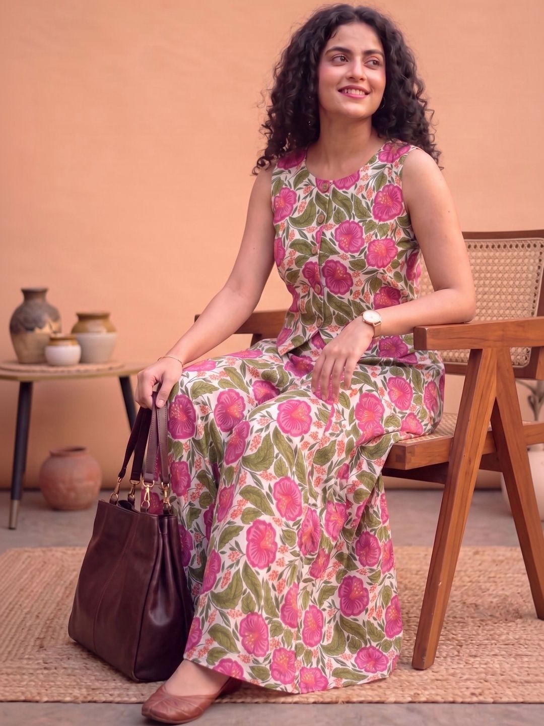 Anouk Floral Cotton Printed Top with Skirt