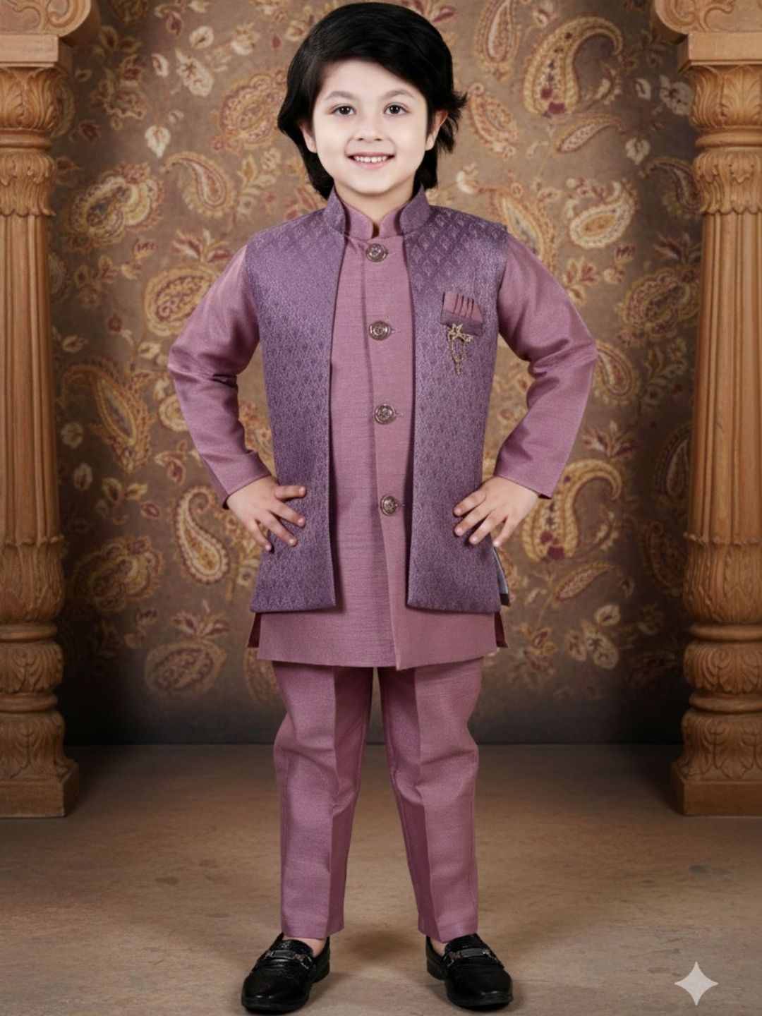 BAESD Boys Ethnic Bollywood Style Indo-Western Silk Sherwani Set