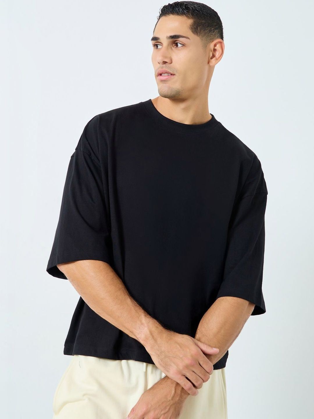 Styli Men Drop-Shoulder Sleeves Boxy T-shirt