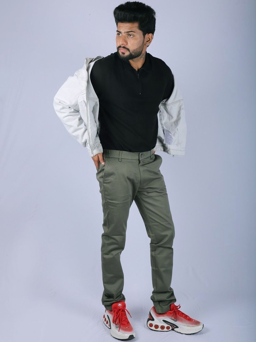 L&C Men Slim Fit Easy Wash Chinos Trousers