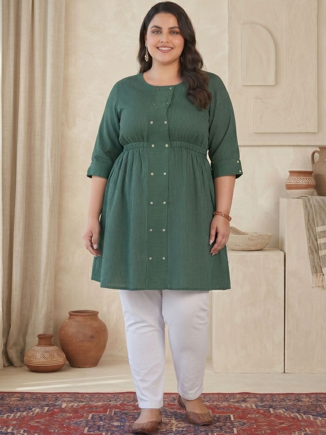 Sztori Printed V-Neck Empire Kurti