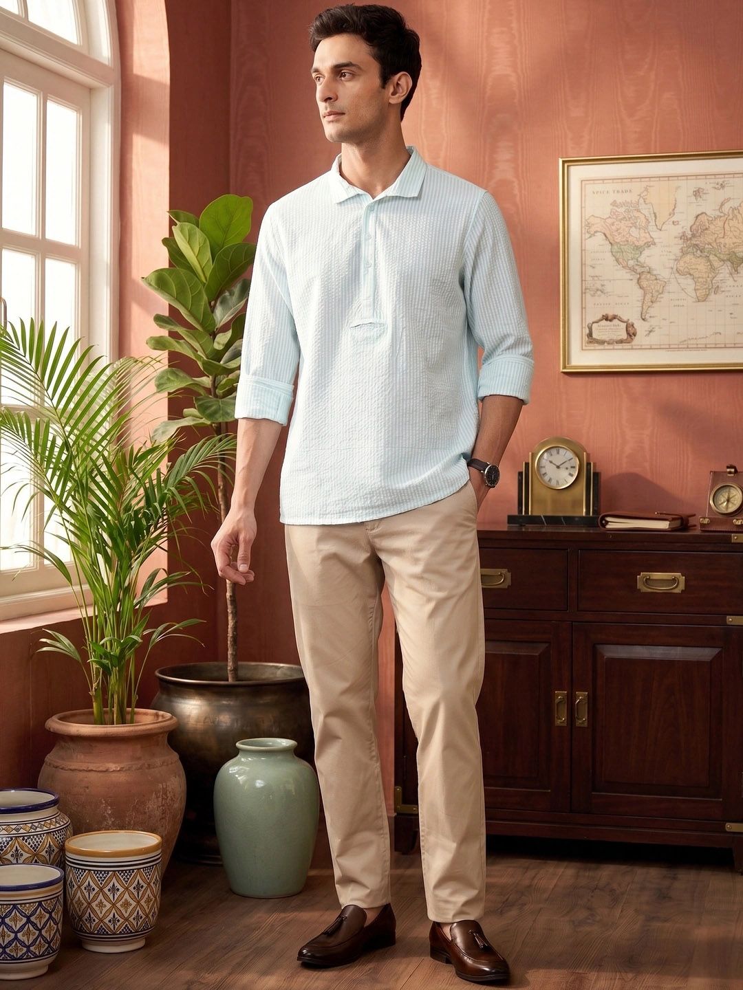 House of Pataudi Striped Rozana Kurta