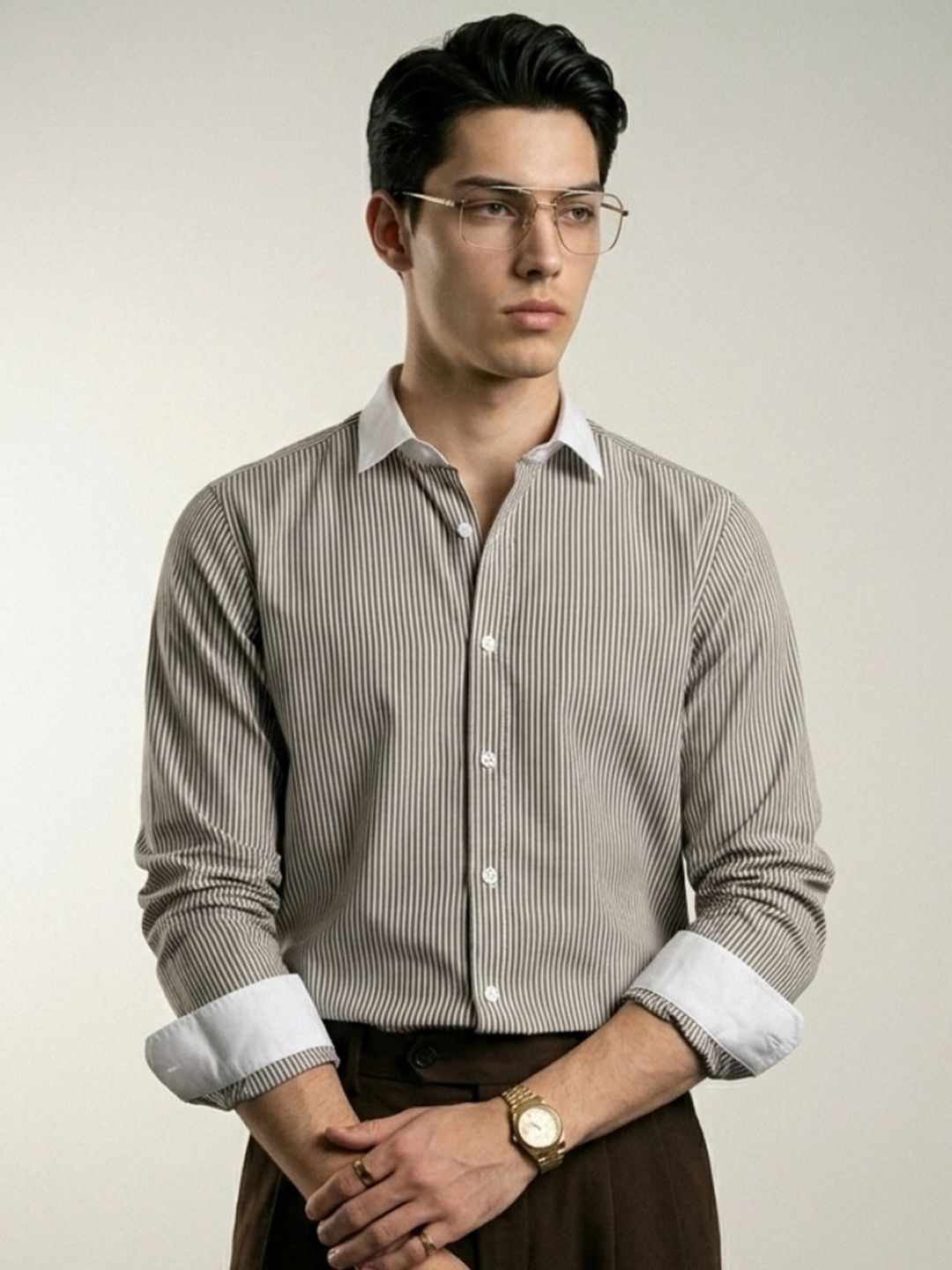 OvrWrk Striped Formal Shirt