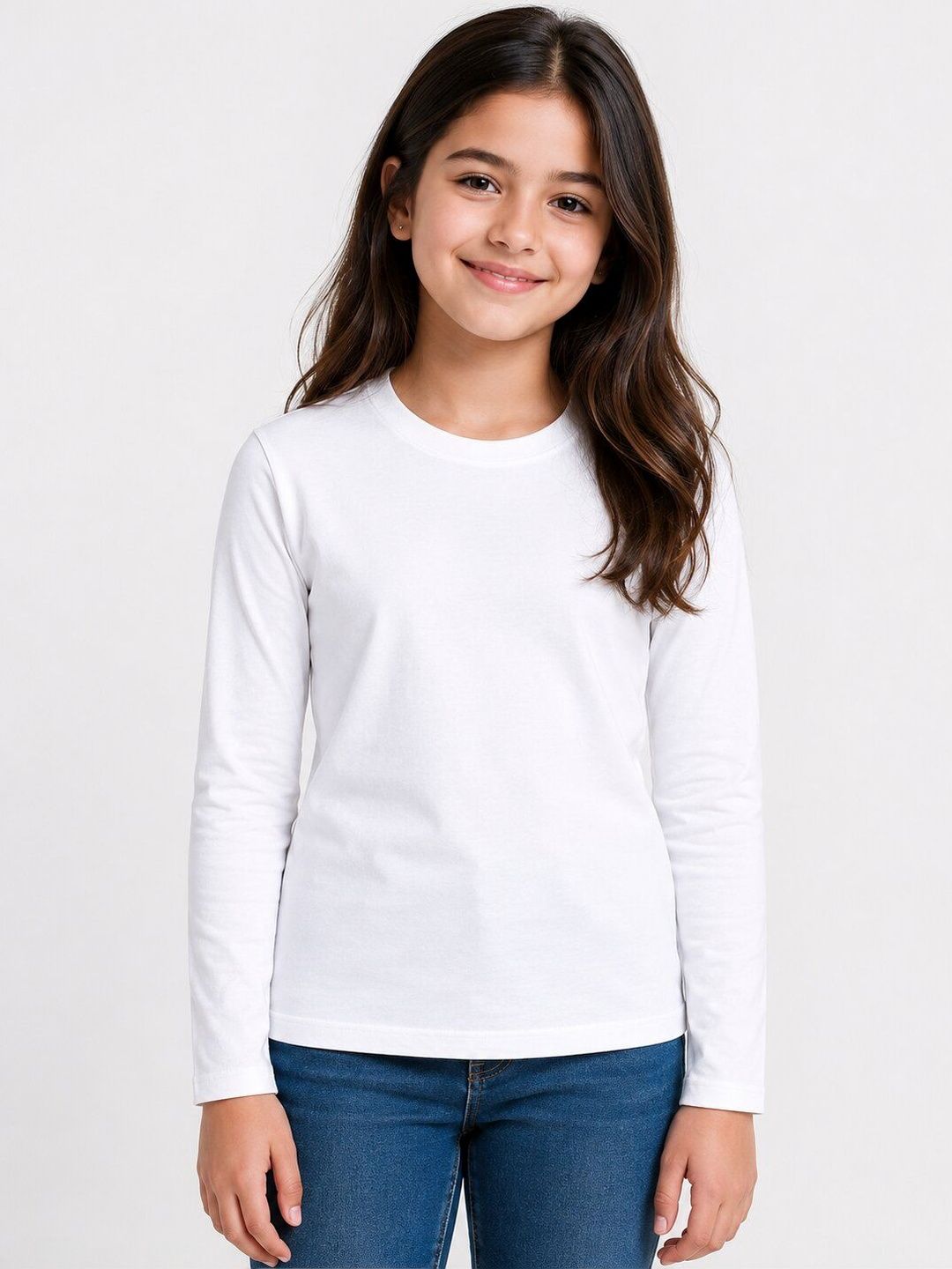 Buy DYCA Girls White Solid Full Sleeves T-shirt - Tshirts for