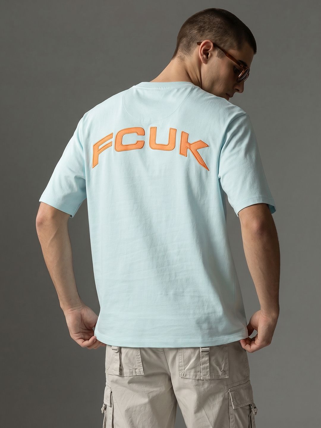FCUK Brand Logo Printed Drop-Shoulder Sleeves Pure Cotton T-shirt
