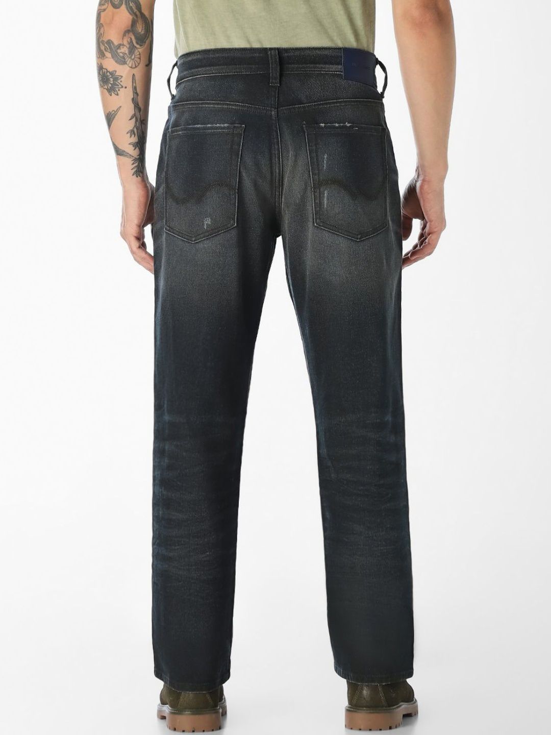 Bootcut High-Rise Mildly Distressed Light Fade Stretchable Jeans