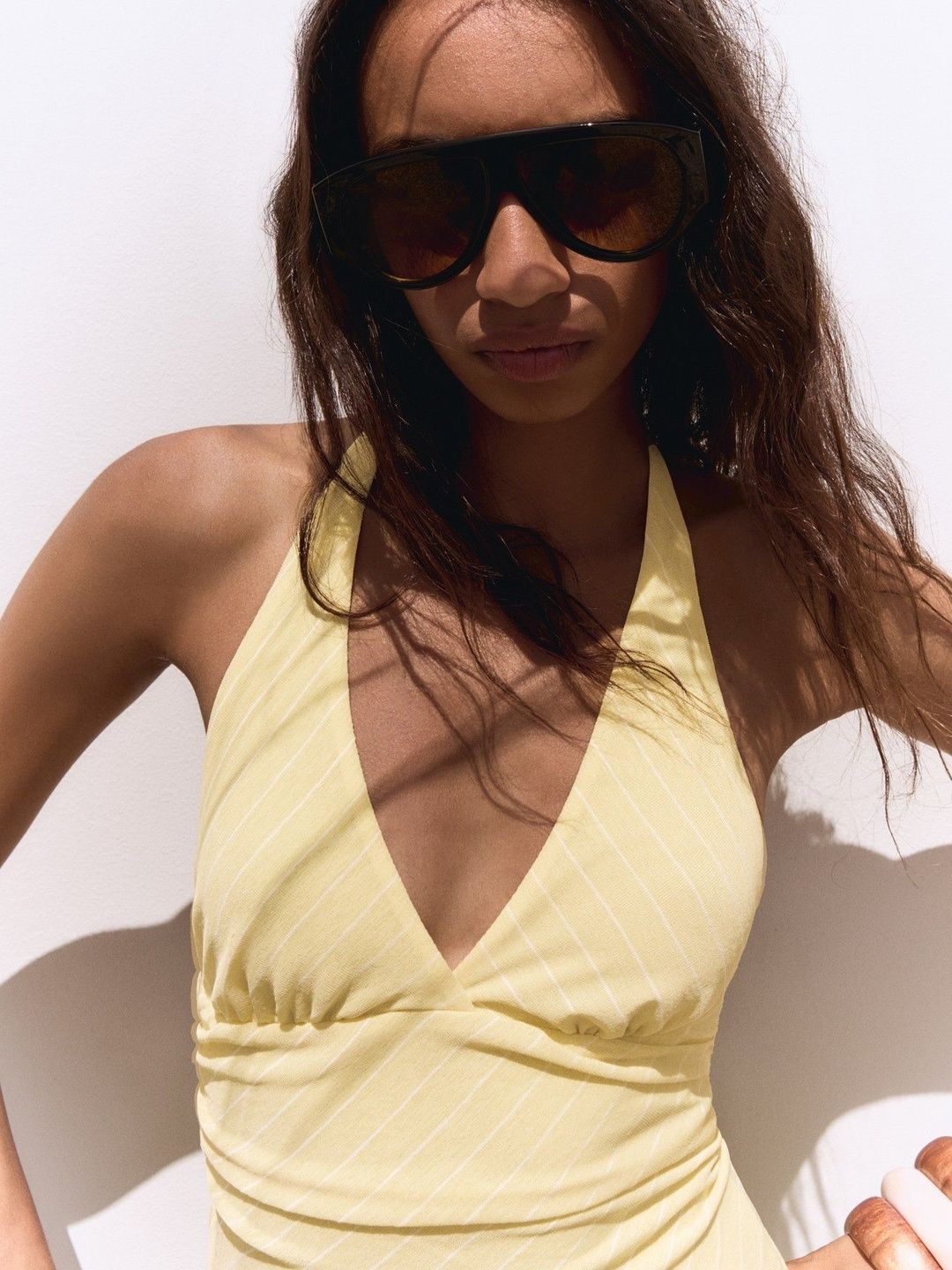 Striped Halter Neck A-Line Mini Dress