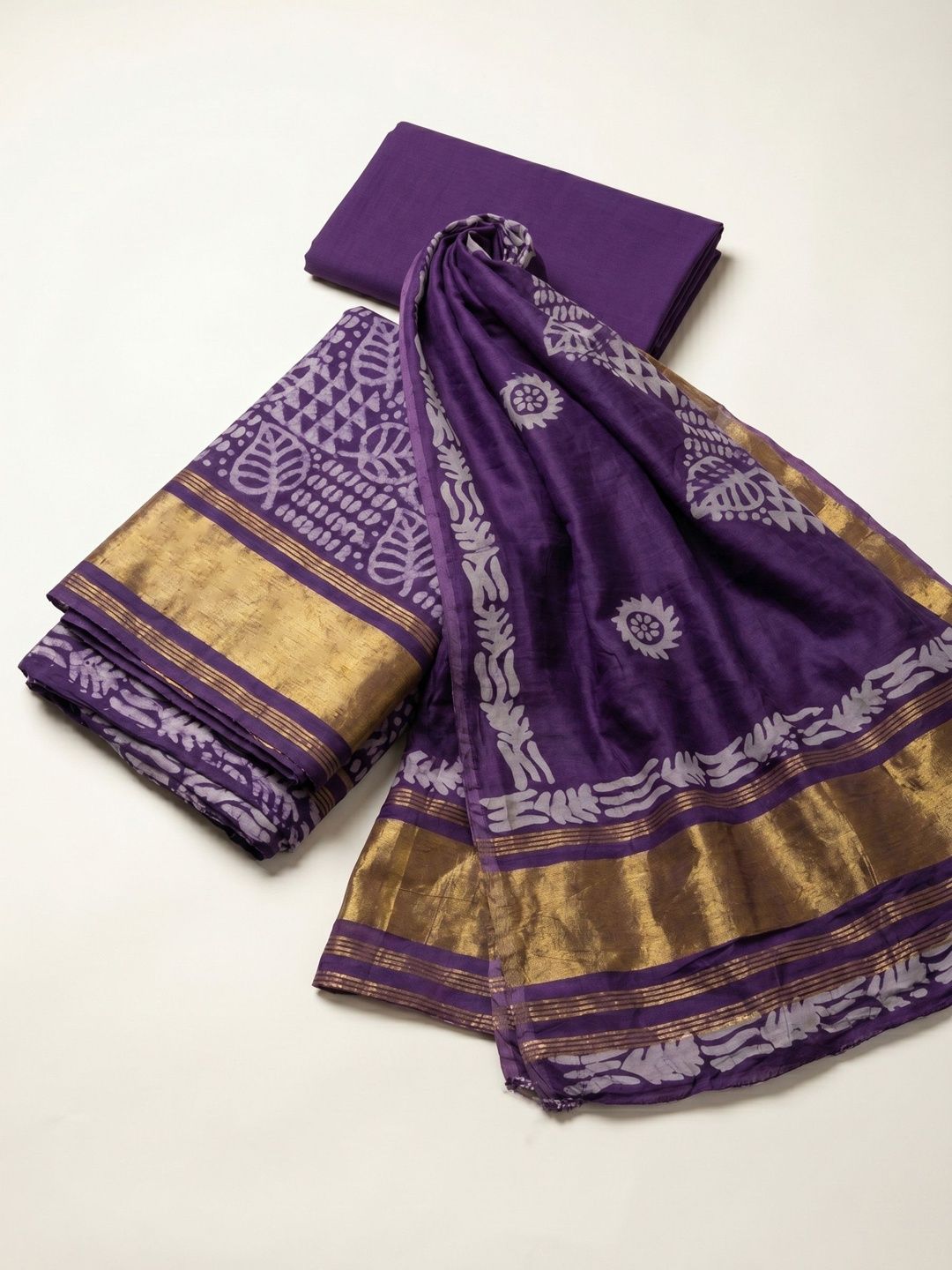 Meena Bazaar Printed Pure Cotton Unstitched Dress Material